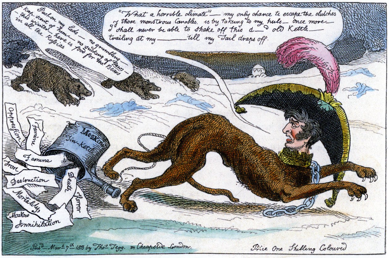 The Corsican bloodhound pursued by the Russian bear by William Helmes