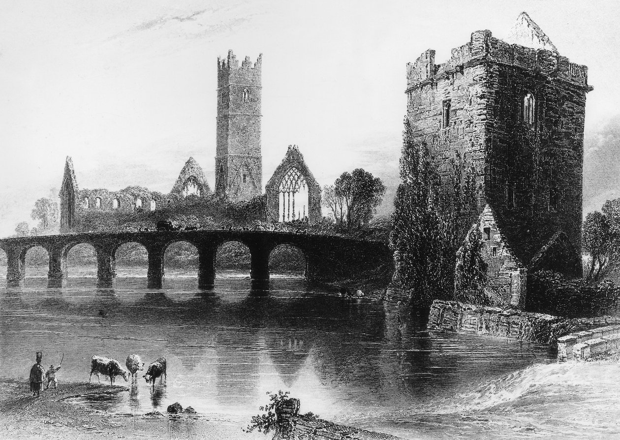 English Landscape Salon of 1843 After Painting by W.H. Bartlett Engraving by J. Cousen by William Henry (after) Bartlett