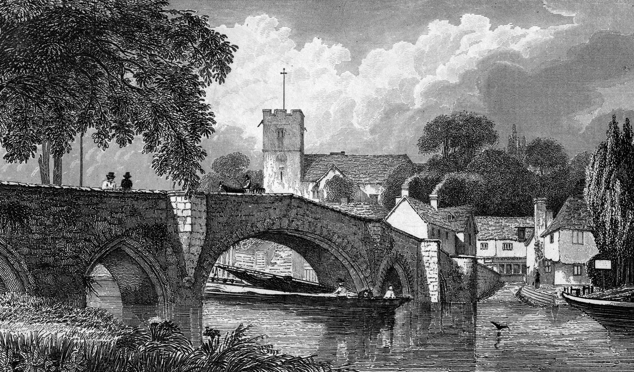 Aylesford Church and Bridge, engraved by B. Winkles, published 1829 by William Henry Bartlett