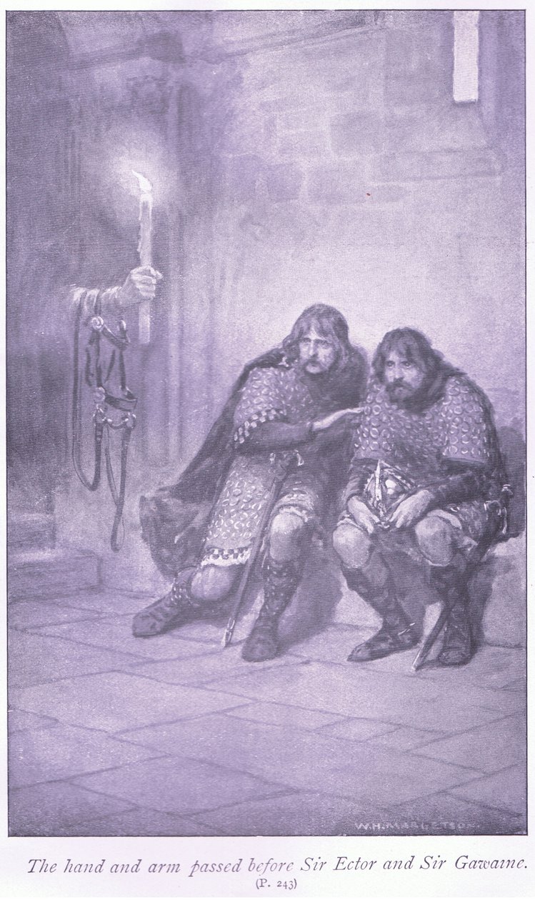 The hand and arm passed before Sir Ectar and Sir Gawaine by William Henry Margetson