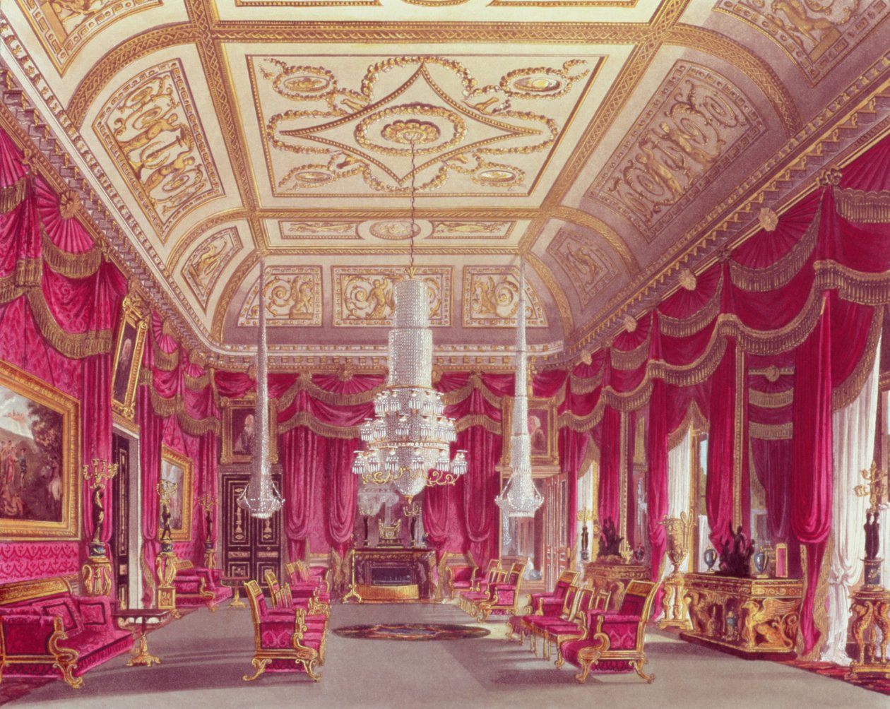 The Crimson Drawing Room, Carlton House from Pyne