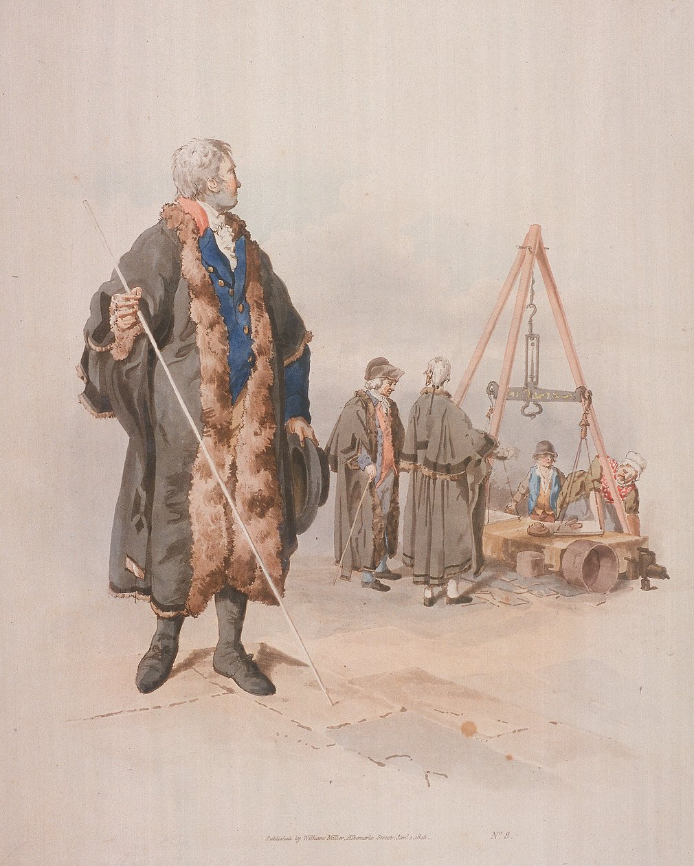 Ward Beadle in Civic Costume, Holding a Staff, at a Wardmote Inquest by William Henry Pyne