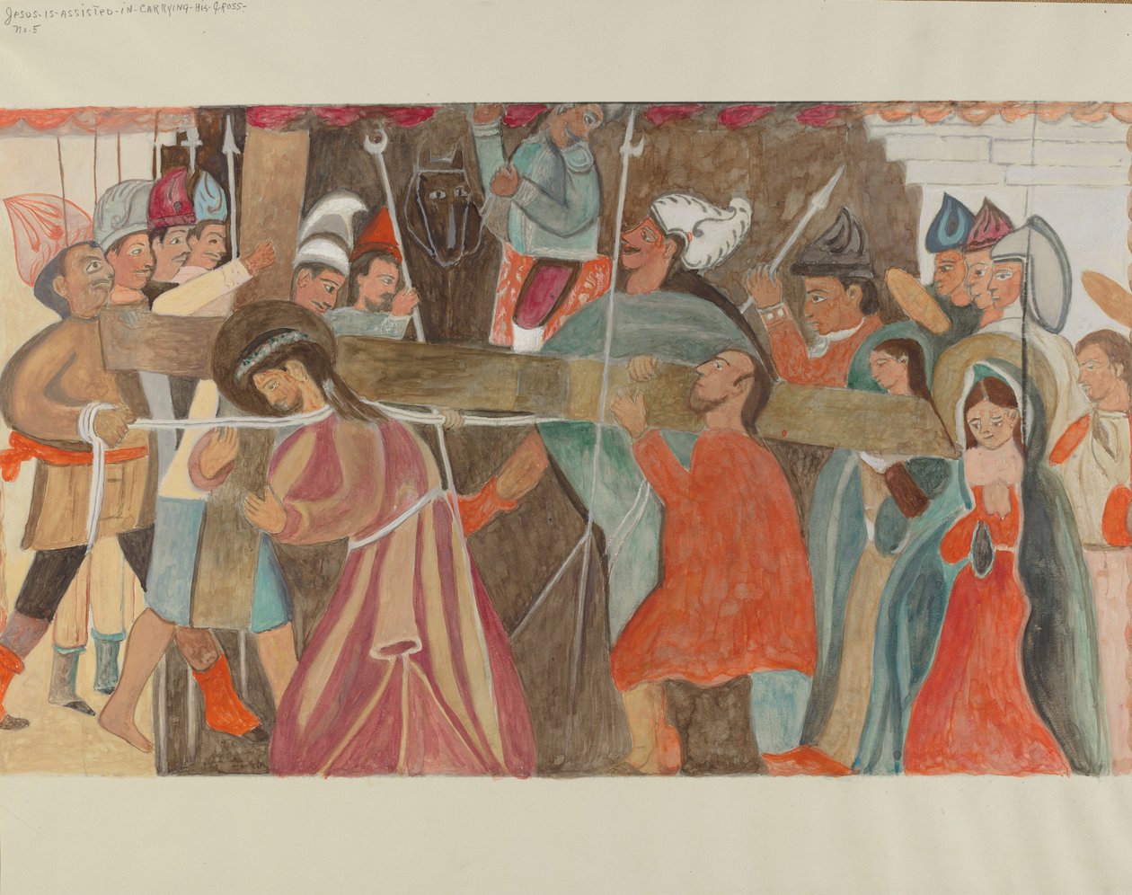 Station of the Cross No. 5: Jesus is Assisted in Carrying His Cross by William Herbert