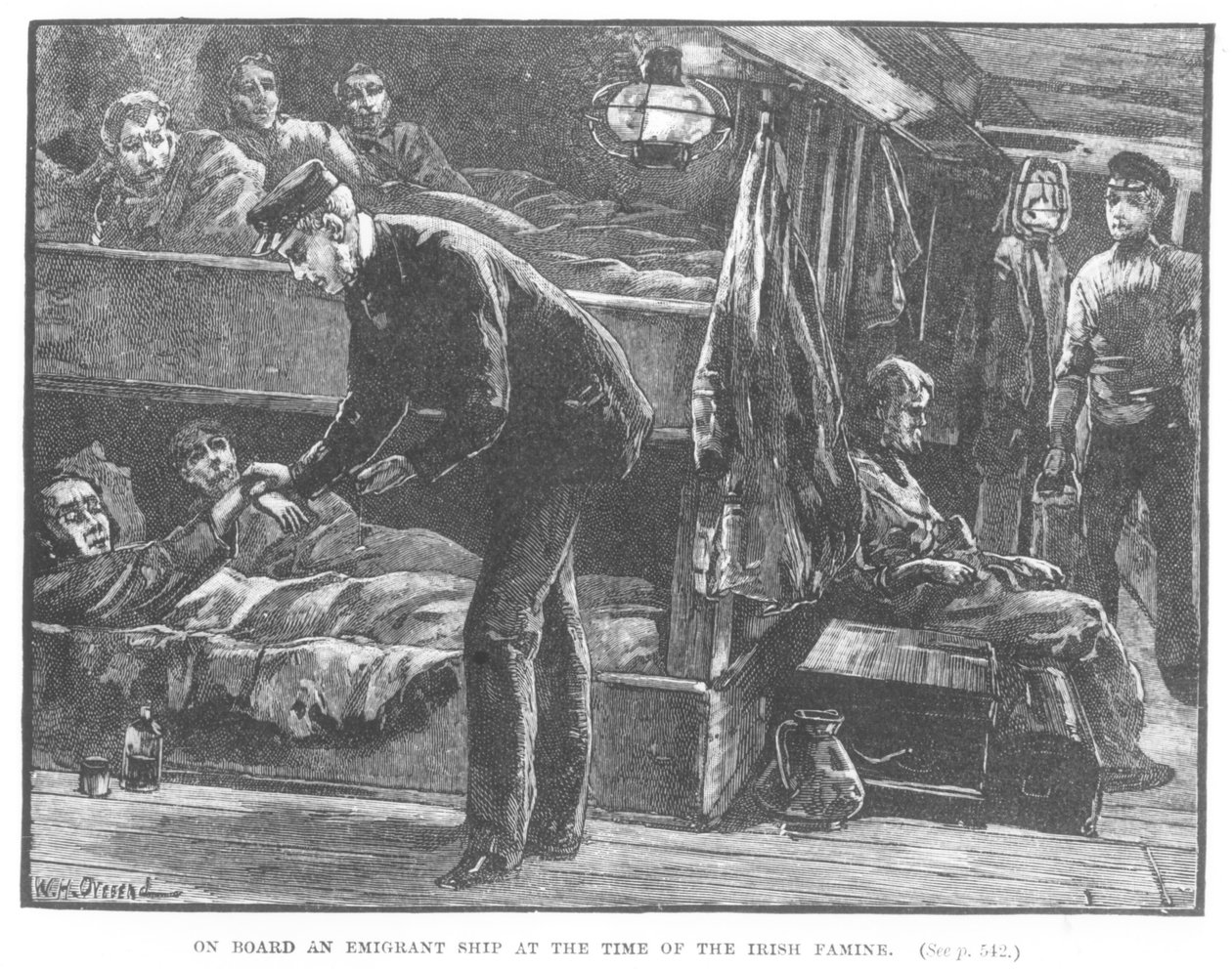 On Board an Emigrant Ship at the Time of the Irish Famine by William Heysham (after) Overend