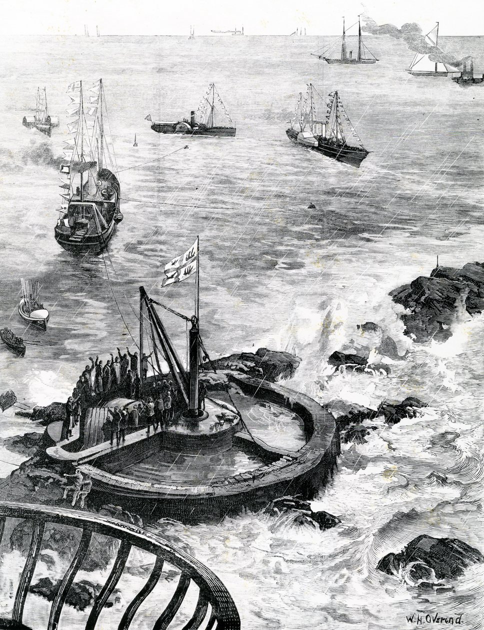 The Prince of Wales and Duke of Edinburgh Laying the Foundation-Stone of the New Eddystone Lighthouse, Illustration from 