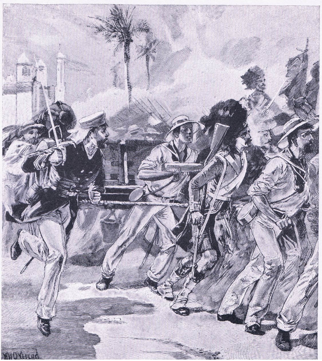 The naval brigade from HMS Shannon at Lucknow, November 1857 by William Heysham Overend