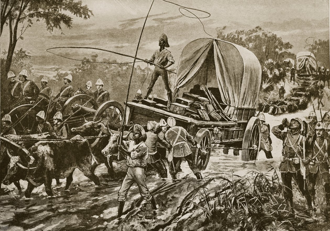 Zulu War: the Etshowe relief force crossing a stream by William Heysham Overend