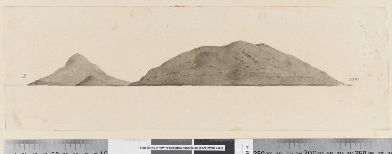Profile of unidentified island by William Hodges