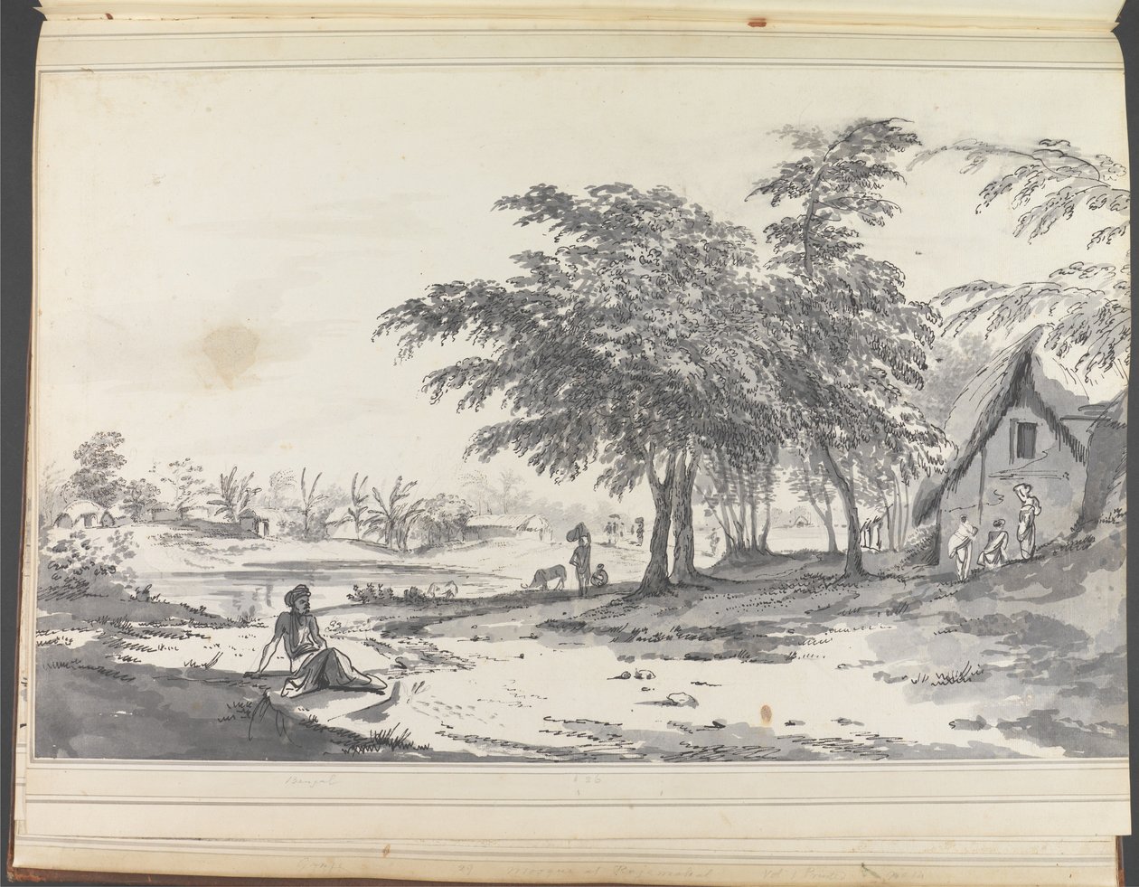 View of an Indian Village with a Man Seated in the Foreground by William Hodges