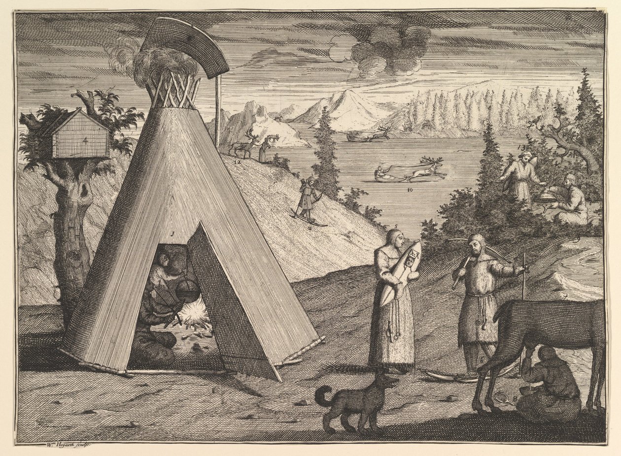 A Lapland Hut from Aubry de La Mottrayes Travels throughout Europe, Asia and into Part of..., 1723-24 by William Hogarth