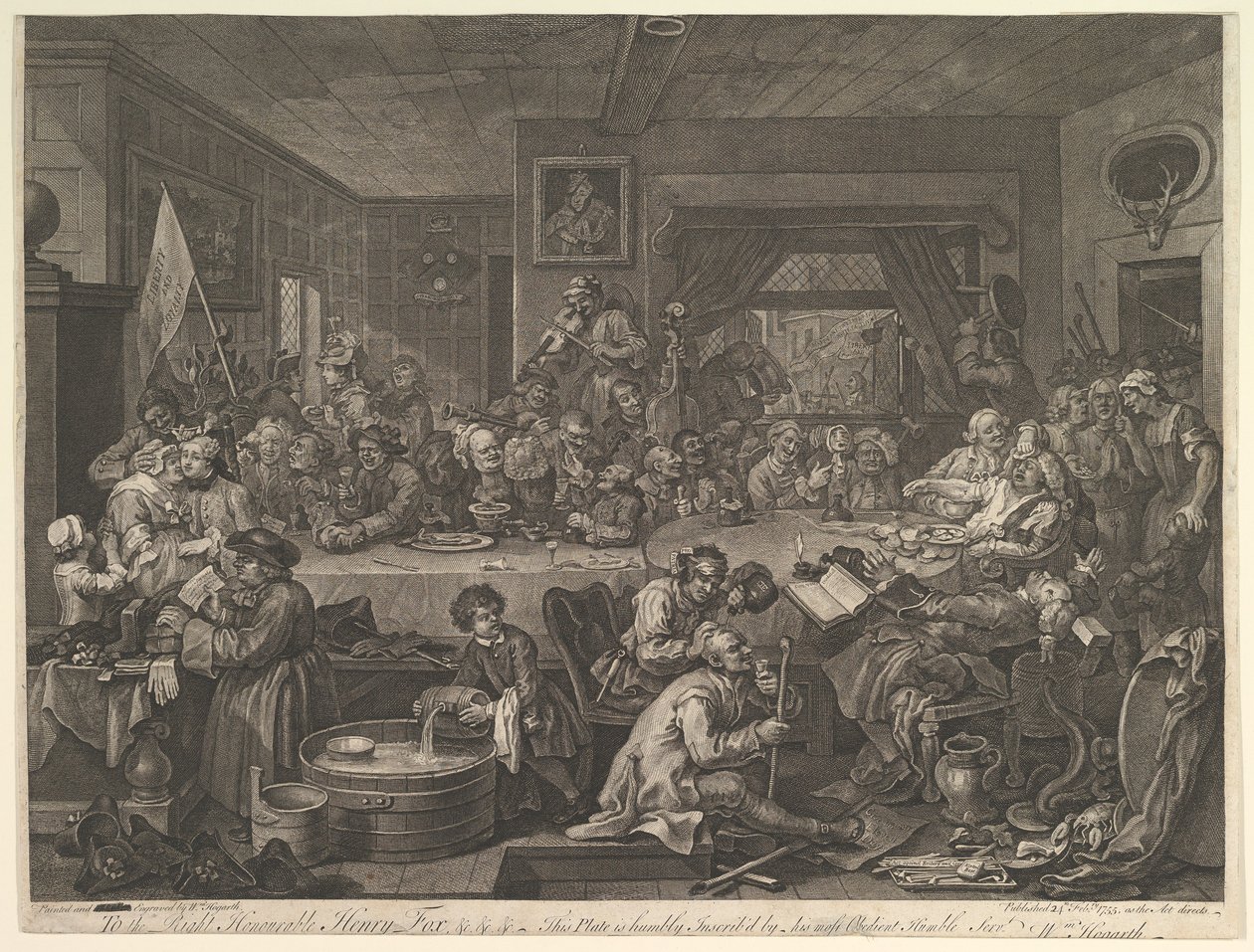 An Election Entertainment, Plate I: Four Prints of an Election by William Hogarth