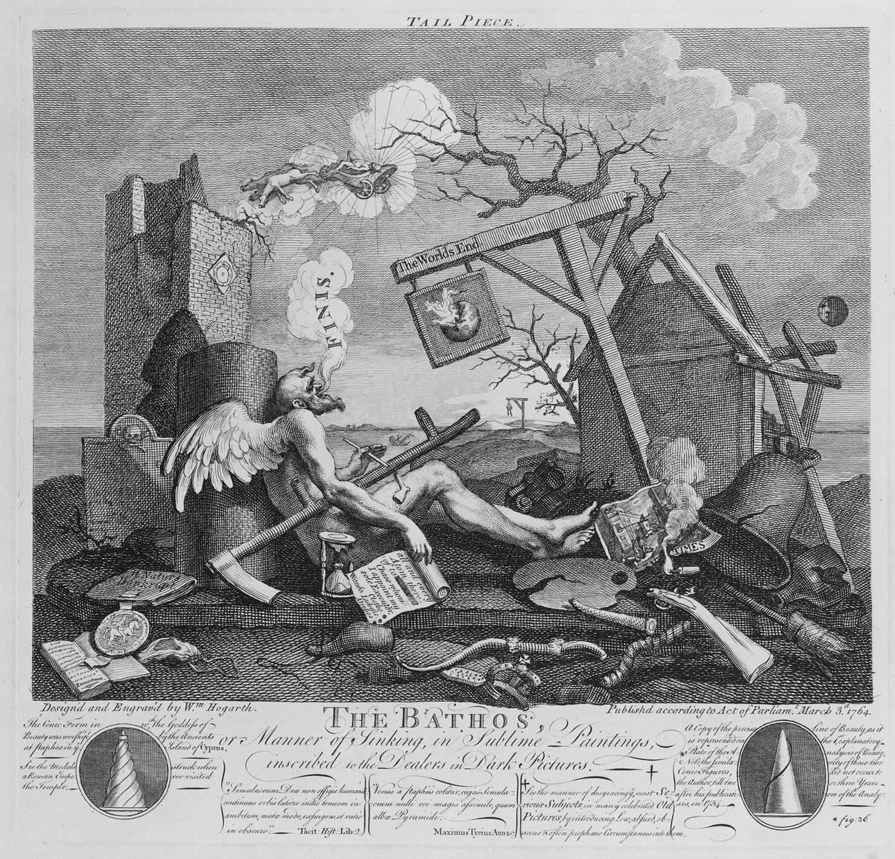 Bathos, Manner of Sinking, in Sublime Paintings inscribed to the Dealers in Dark Pictures, 1764 by William Hogarth