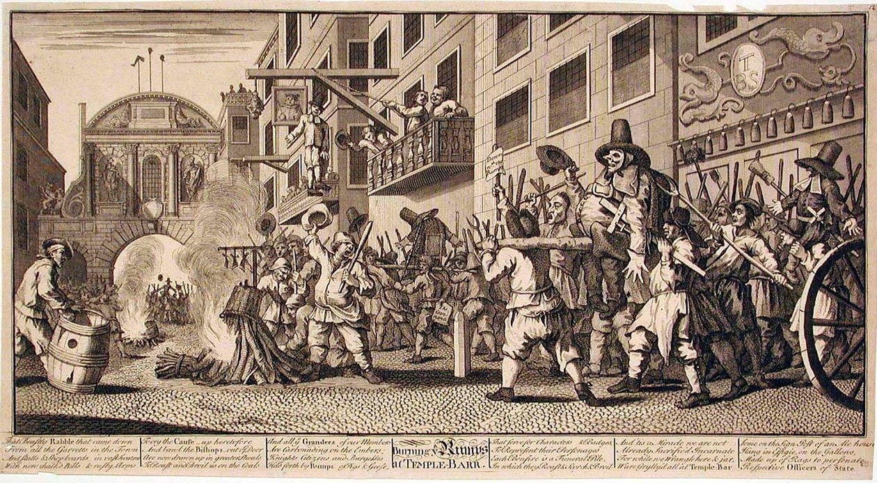 Burning the Rumps at Temple Bar by William Hogarth