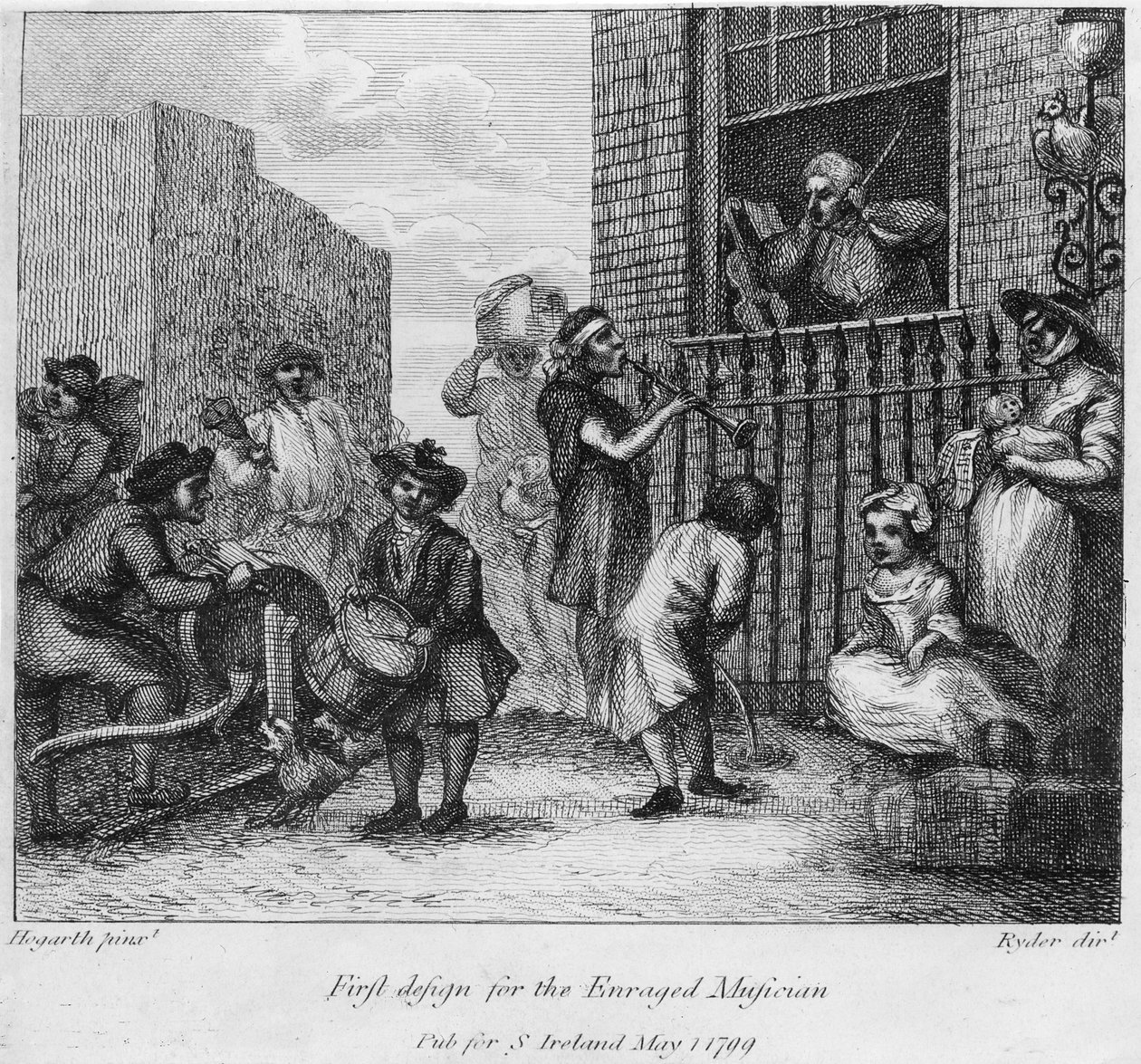 First Design for The Enraged Musician by William Hogarth