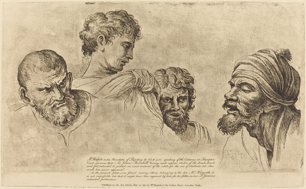 Four Heads from the Raphael Cartoons at Hampton Court by William Hogarth