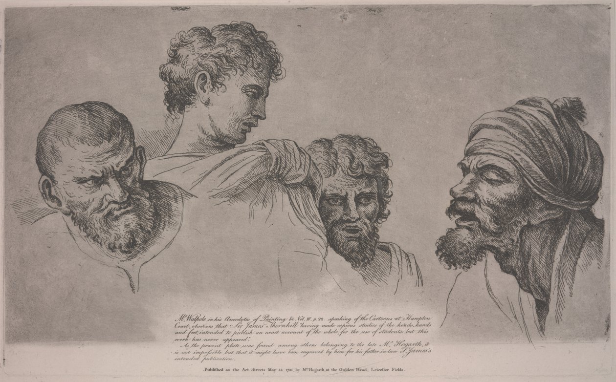 Four Heads from the Raphael Cartoons at Hampton Court by William Hogarth
