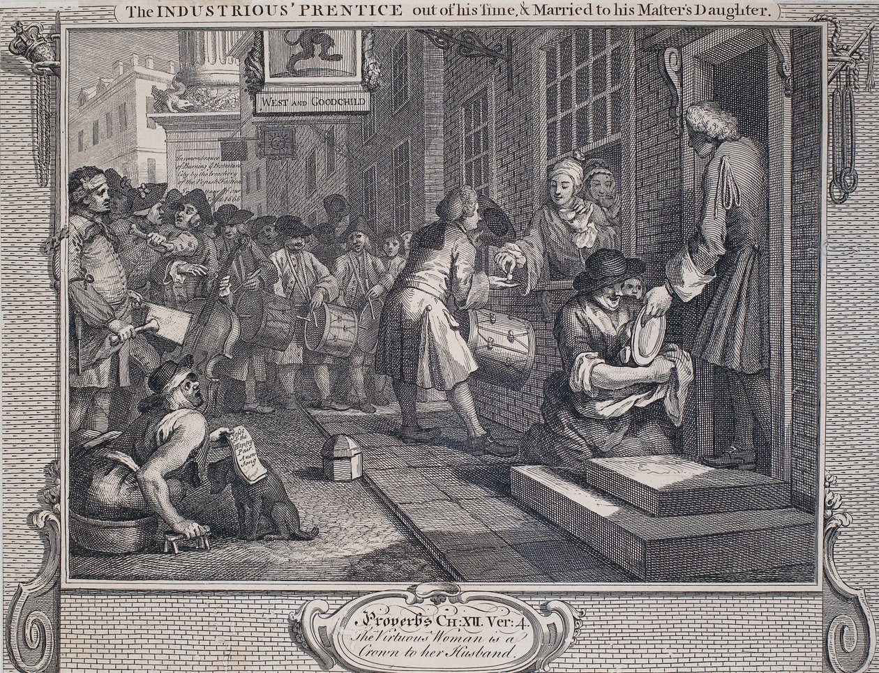 Industry and Idleness: The Industrious Apprentice Married by William Hogarth