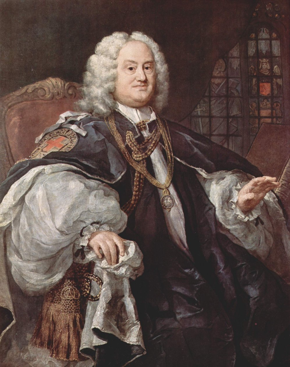 Portrait of Benjamin Hoadly (1676–1761), English clergyman, was successively bishop of Bangor, Hereford, Salisbury, and Winchester by William Hogarth