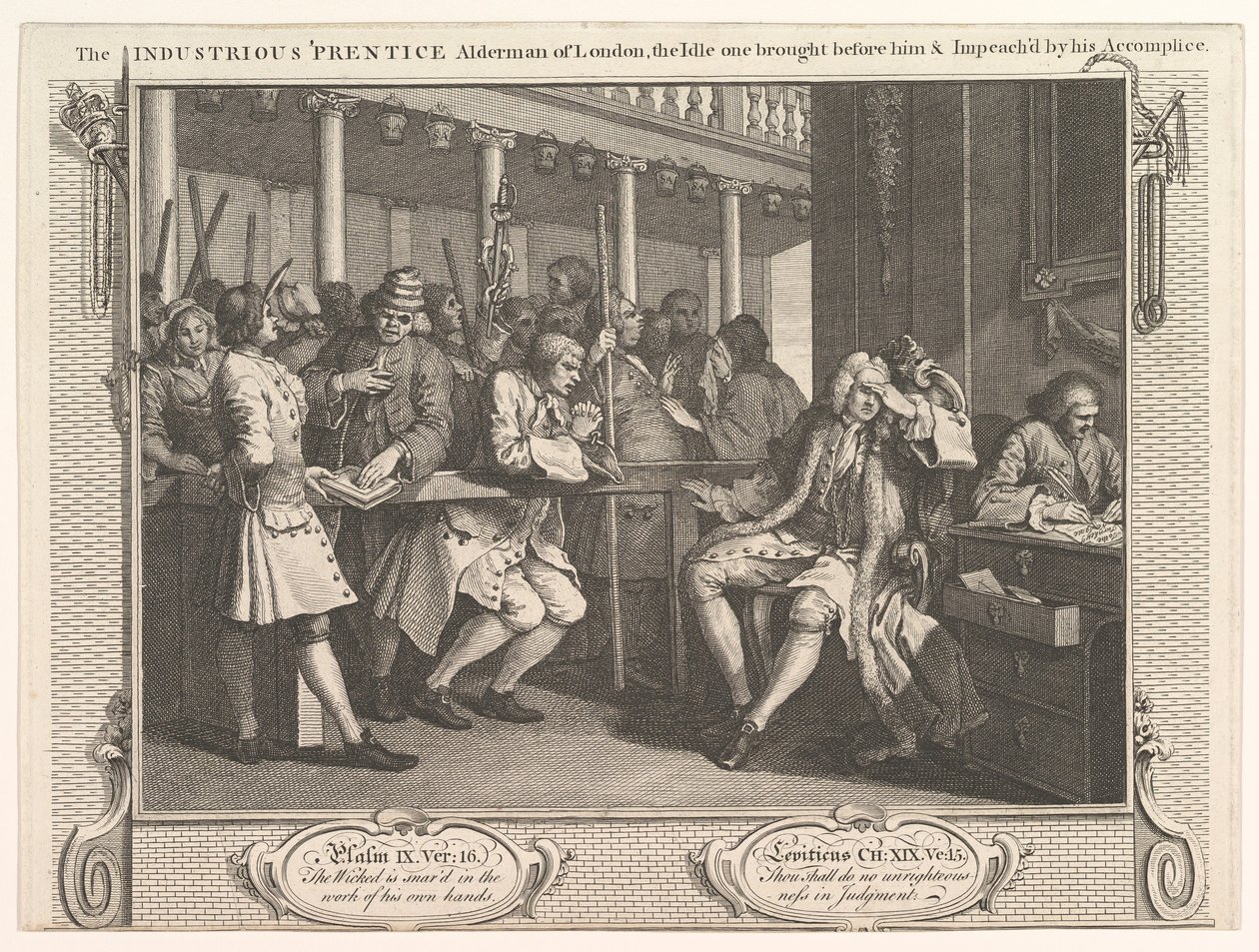 The Industrious Prentice Alderman of London, The Idle One Brought Before Him by William Hogarth