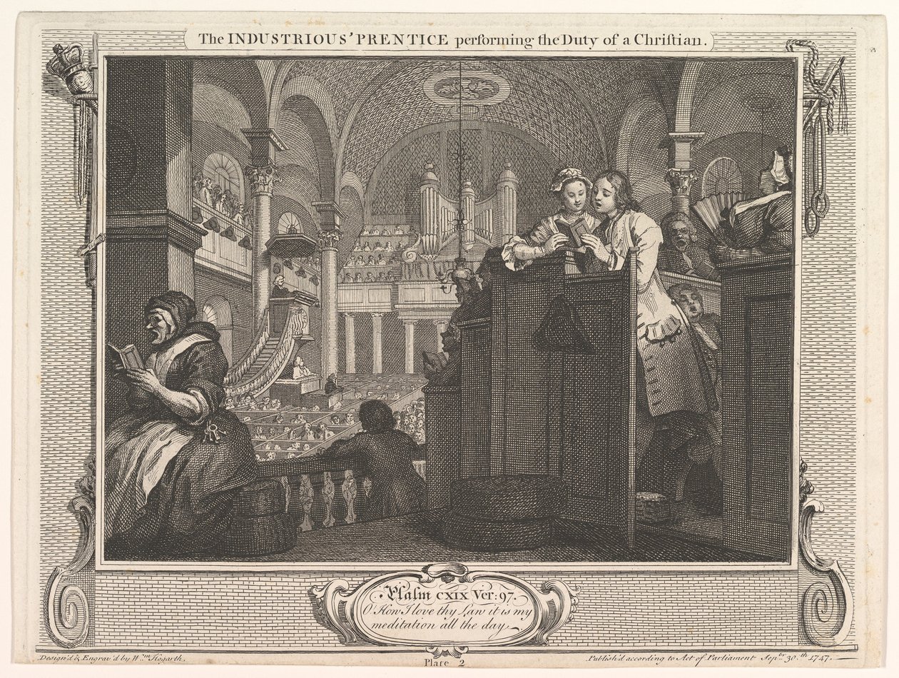 The Industrious Prentice Performing the Duty of a Christian Industry and I... by William Hogarth