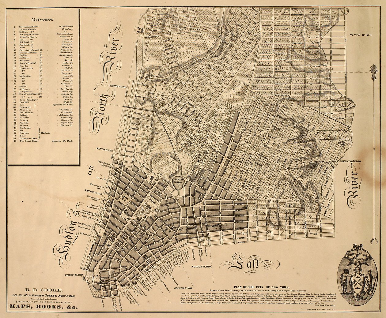 Plan of the City of New-York [as far north as East 31st Street], 1817 by William Hooker