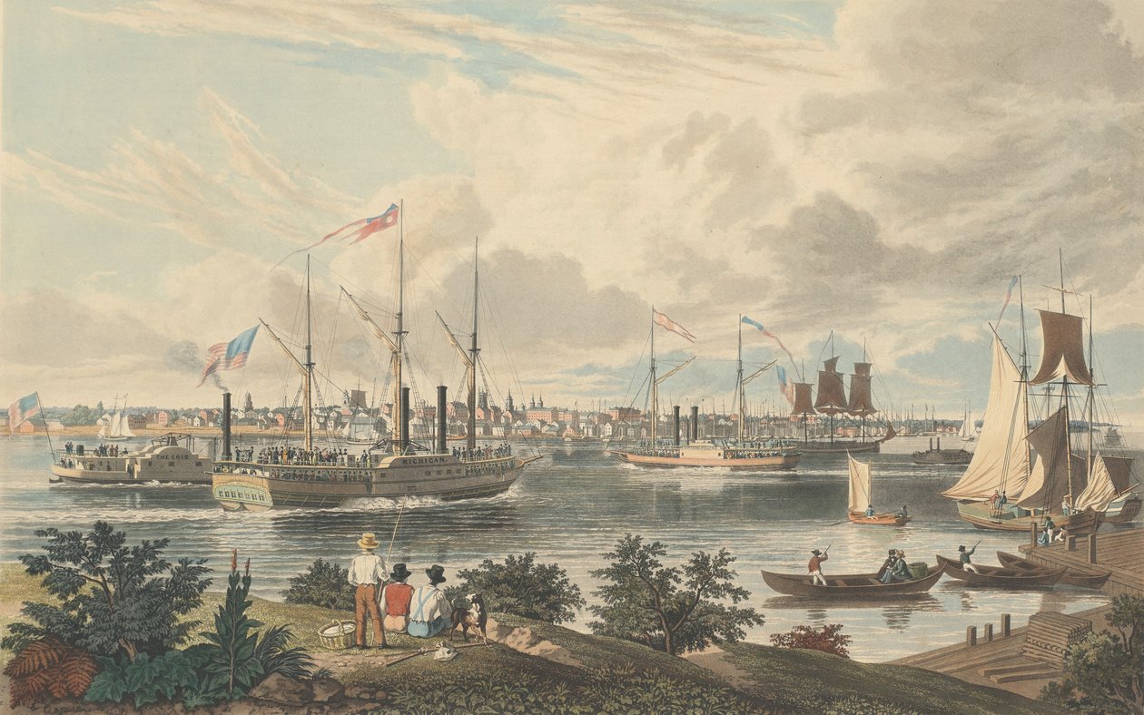 City of Detroit, Michigan: Taken from the Canada Shore near the Ferry by William James Bennett