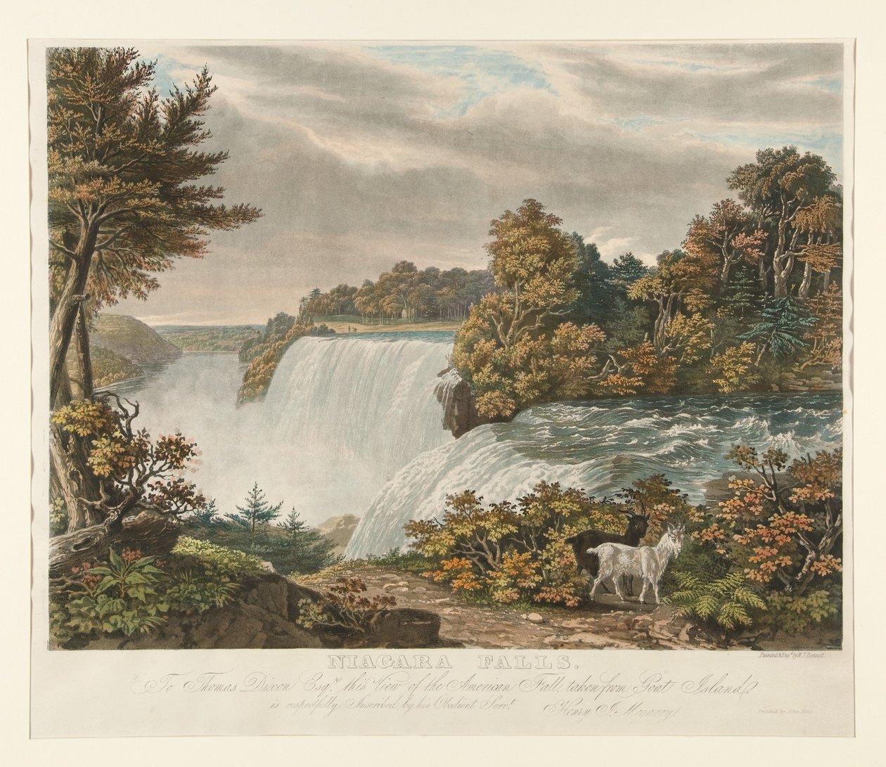 Niagara Falls. To Thomas Dixon Esq. This View of the American Fall, Taken from Goat Island, is Respectfully Inscribed by William James Bennett