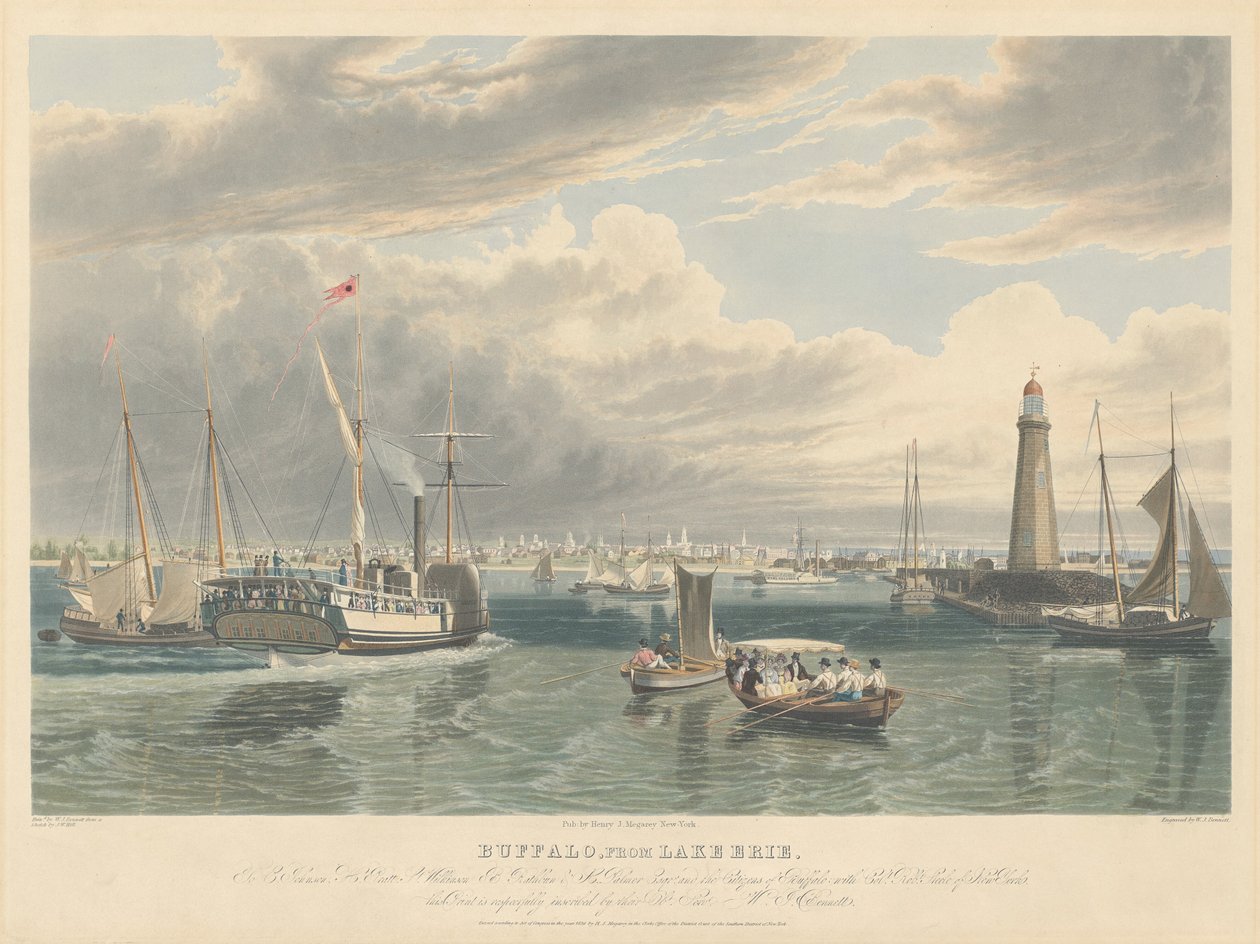 Buffalo, from Lake Erie by William James Bennett after John William Hill