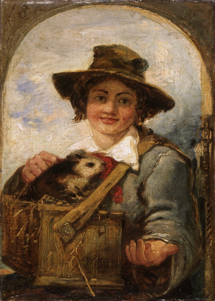 Italian boy with a guinea pig by William James Muller