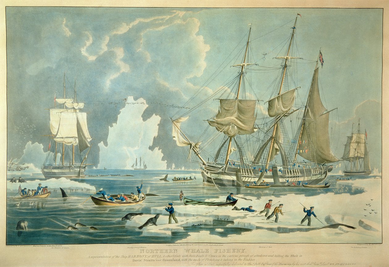 Northern Whale Fishery, Engraved by E. Duncan by William John (after) Huggins