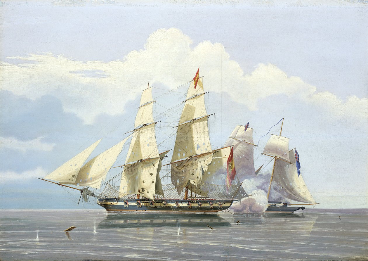 The capture of the Spanish slave trading ship 