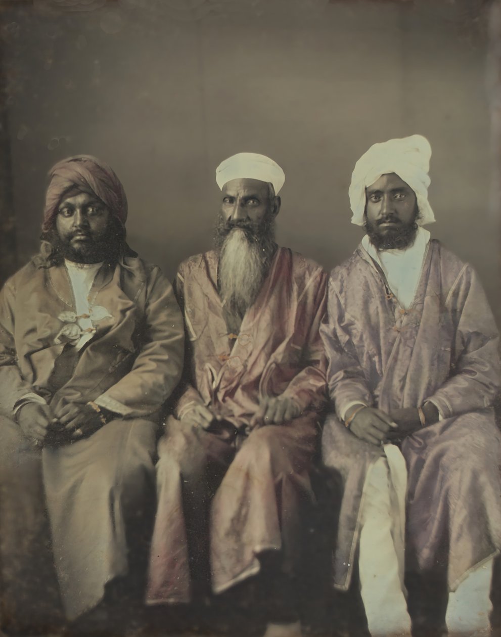 Untitled Portrait of Three Seated Men Wearing Turbans by William Johnson