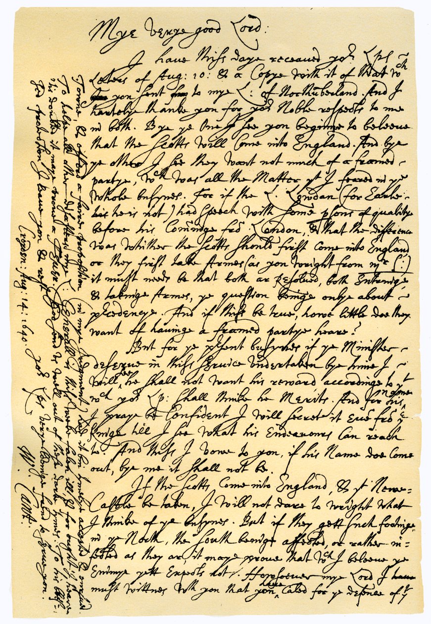 Letter from William Laud, Archbishop of Canterbury to Edward Conway, 14th August 1640 by William Laud