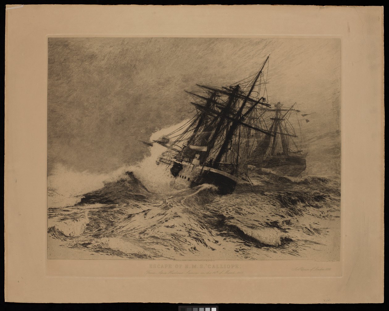 Escape of H.M.S. Calliope From Apia Harbour Samoa, on the 16th of March 1889 by William Lionel Wyllie