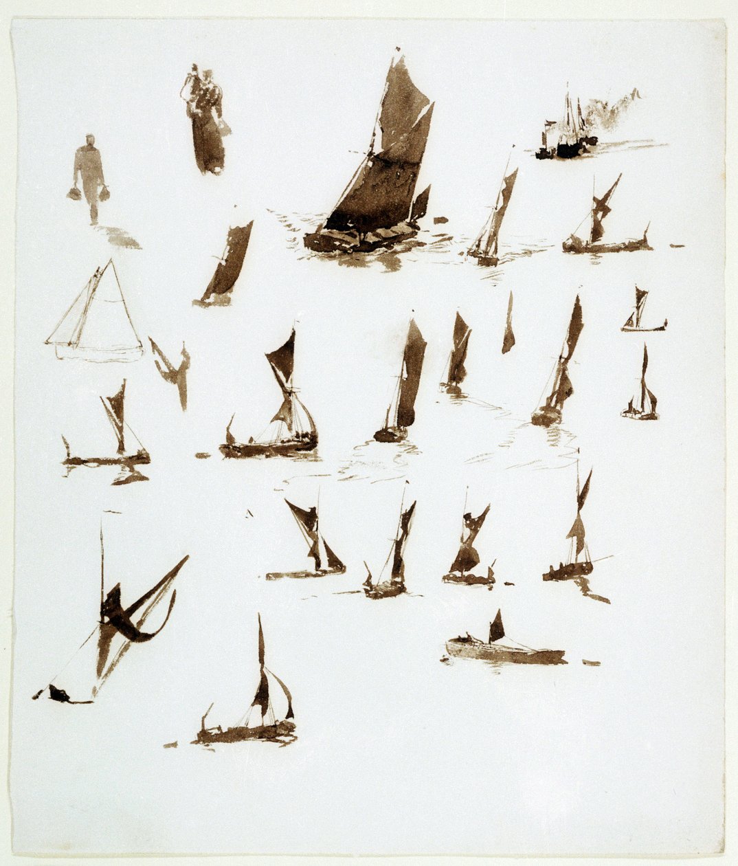 Thames houseboats studies, circa 1890 by William Lionel Wyllie