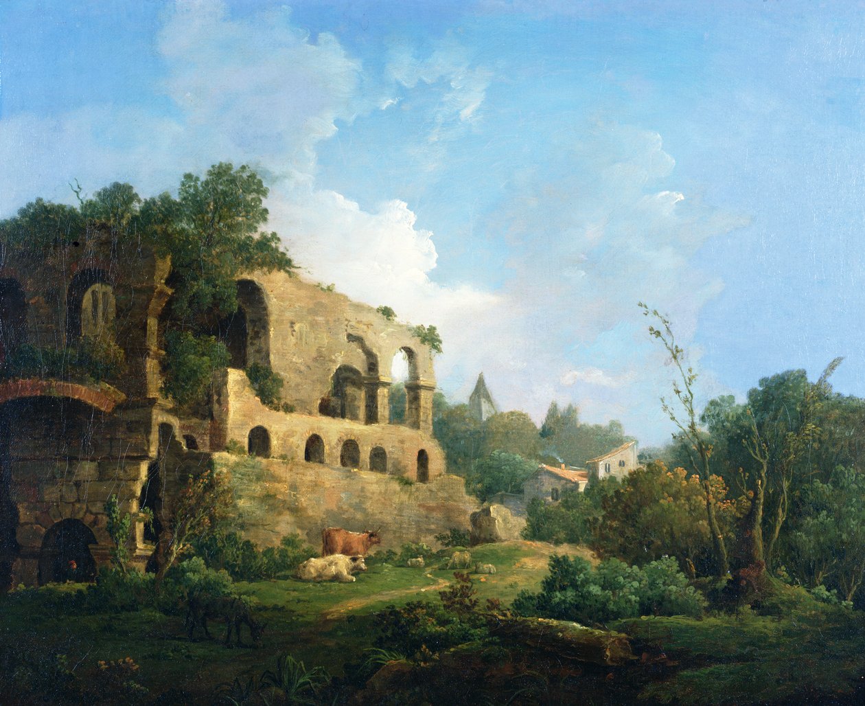 Italianate Landscape with a House near Classical Ruins by William Marlow