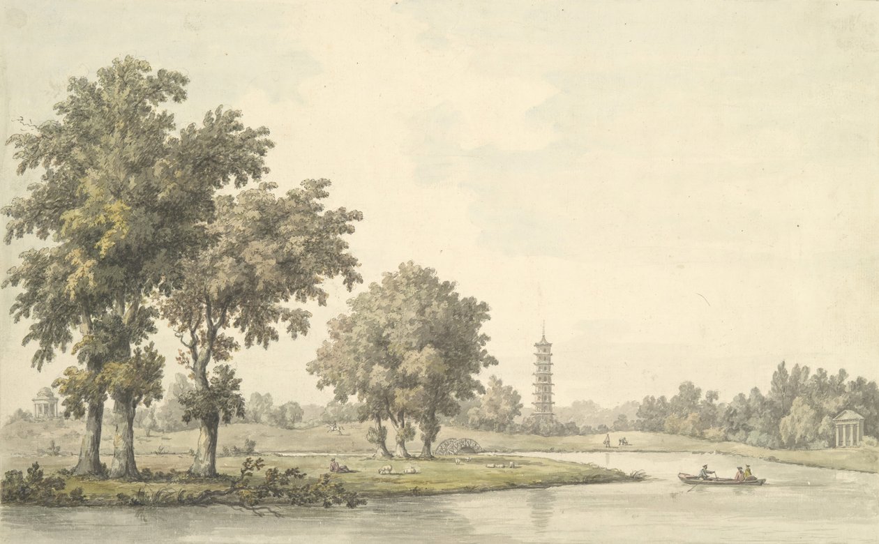 View of the Lake and the Island from the Lawn at Kew, 1763 by William Marlow