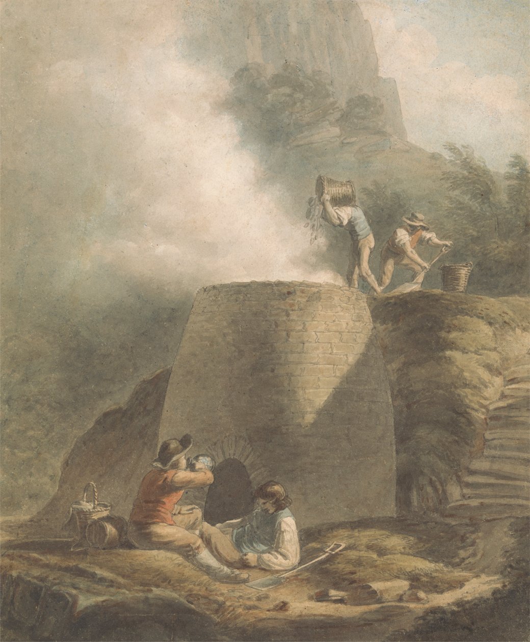 Landscape with Lime-Kiln and Workmen by William Marshall Craig