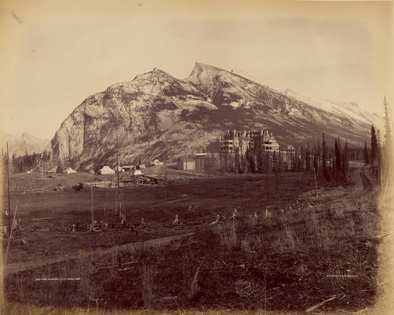 Twin Peaks and C.P.R. Hotel, Banff by William McFarlane Notman