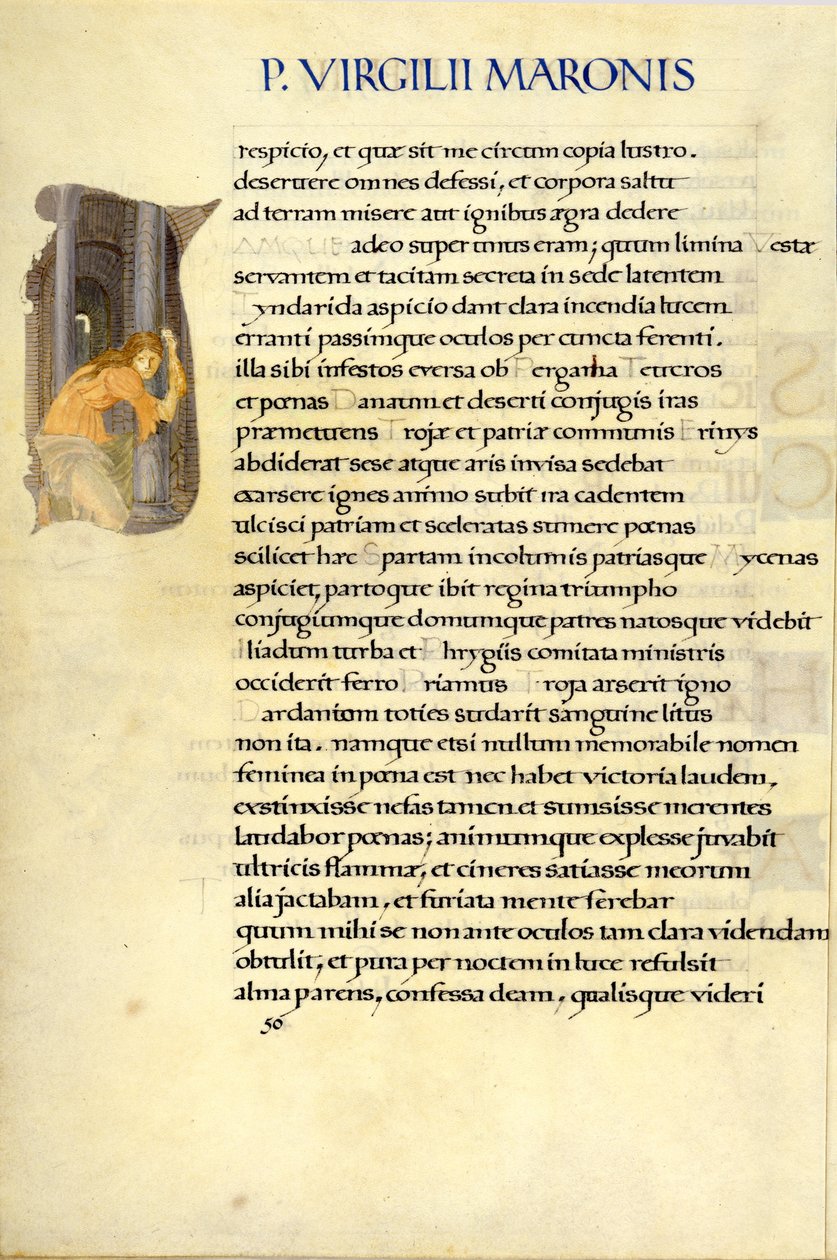Helen hiding in the Temple of Vesta, page 50 from Virgil