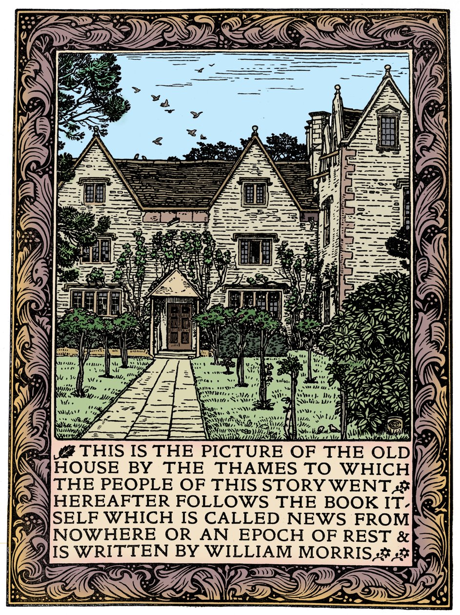 Kelmscott Manor, Gloucestershire, Frontispiece to News from Nowhere, c1892 by William Morris