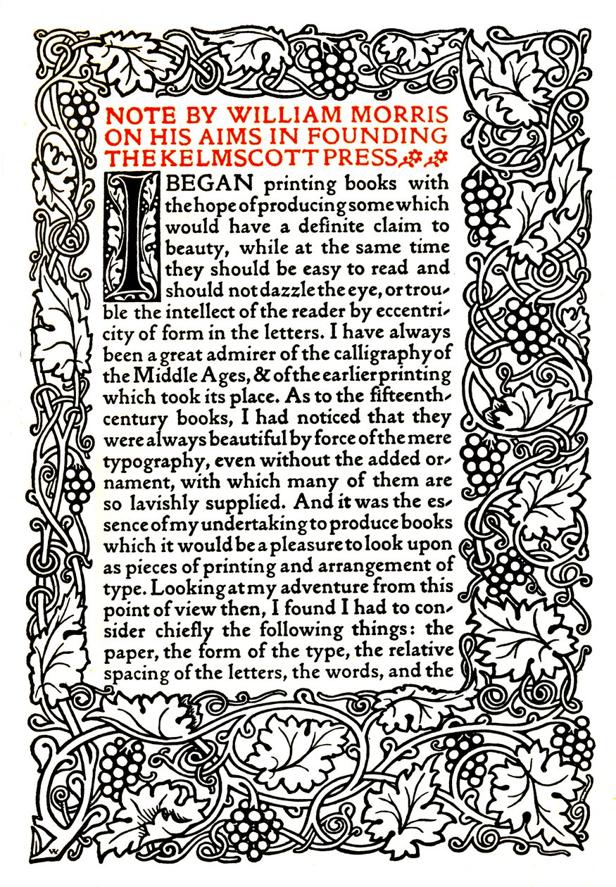 Kelmscott Press: Page printed in the Golden Type, c.1895, 1914 by William Morris