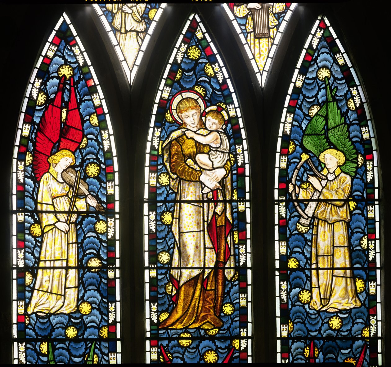 Madonna and Child with Two Angels (detail) by William Morris