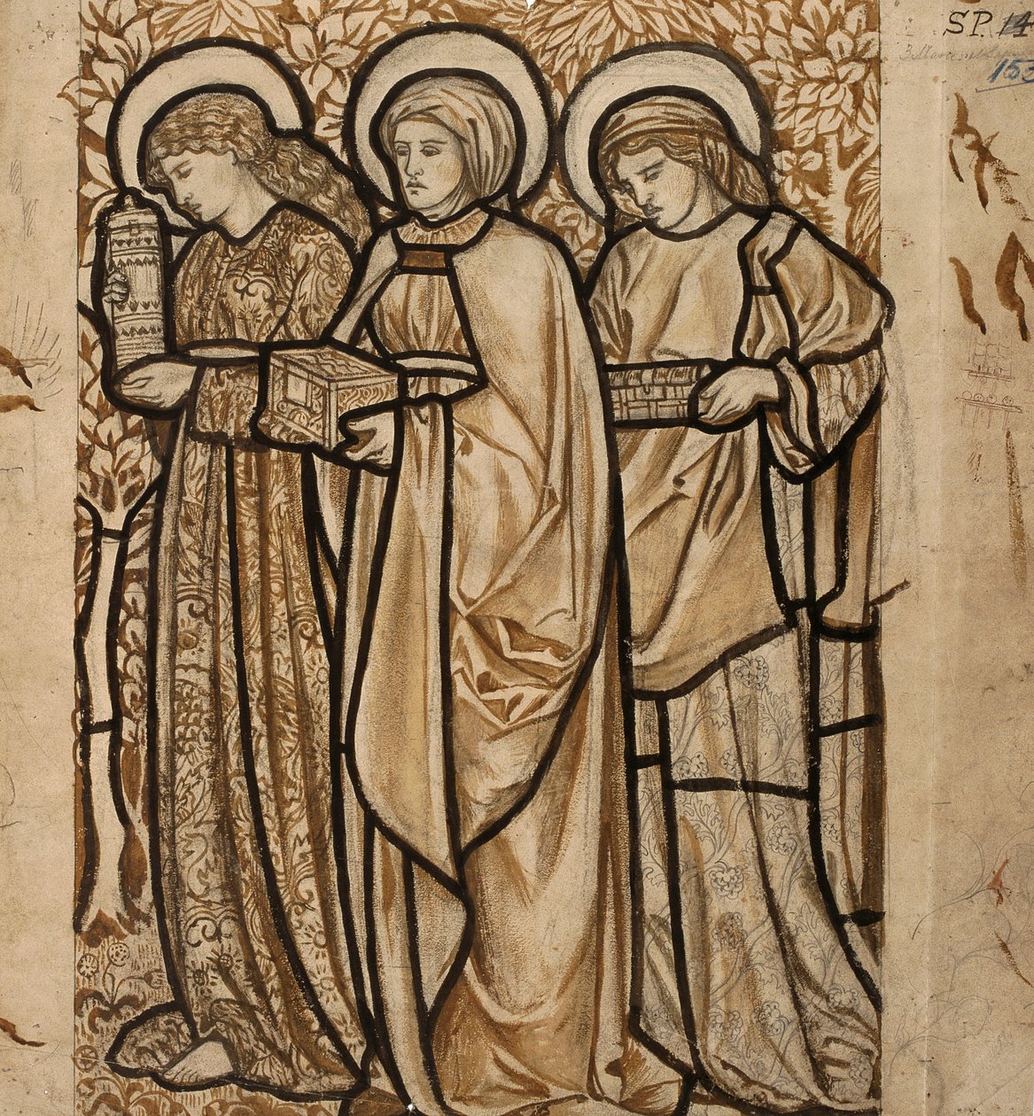 Three Marys at the Sepulchre (Design for Stained Glass) by William Morris