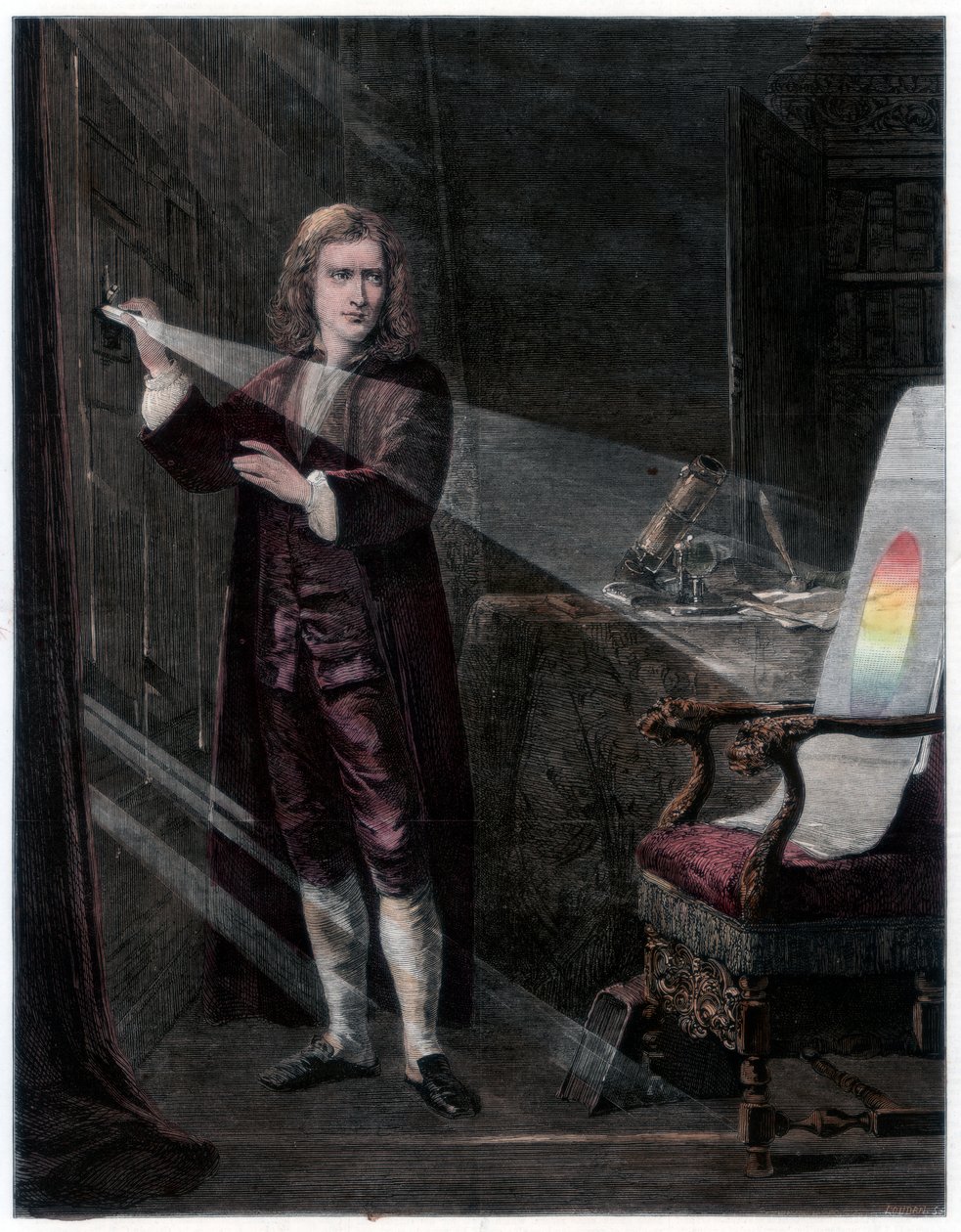 Newton investigating light, 1870 by William Mouat Loudan