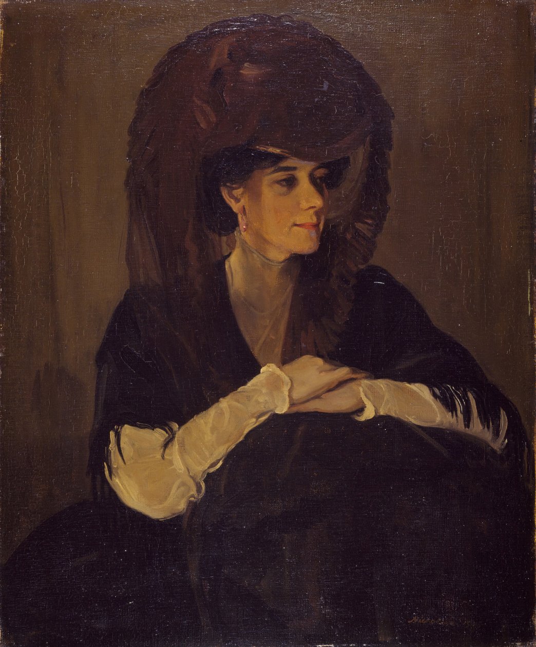 The Brown Veil Portrait Of Mrs Harrington Mann by William Nicholson