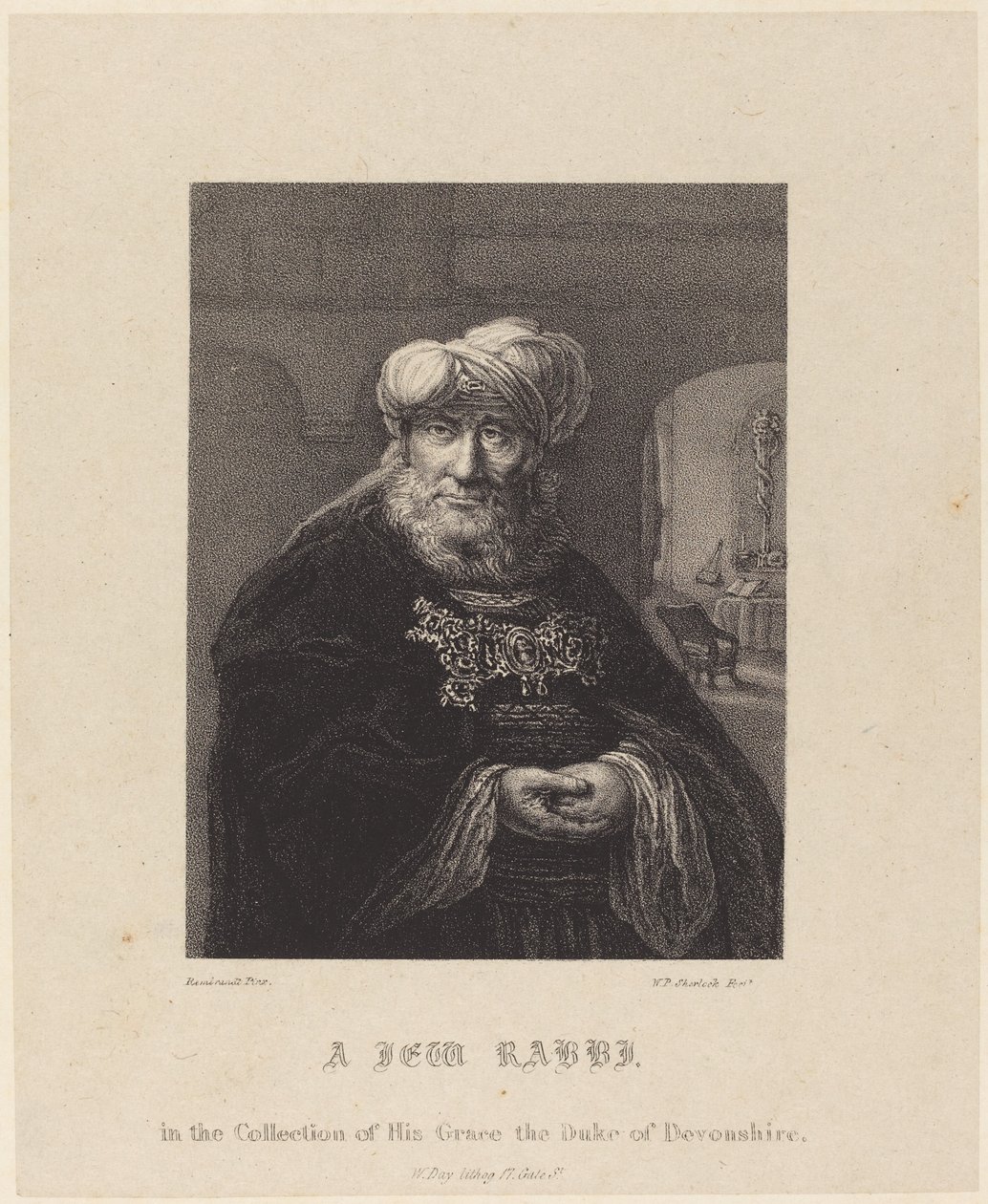 A Jewish Rabbi by William P. Sherlock after Rembrandt van Rijn