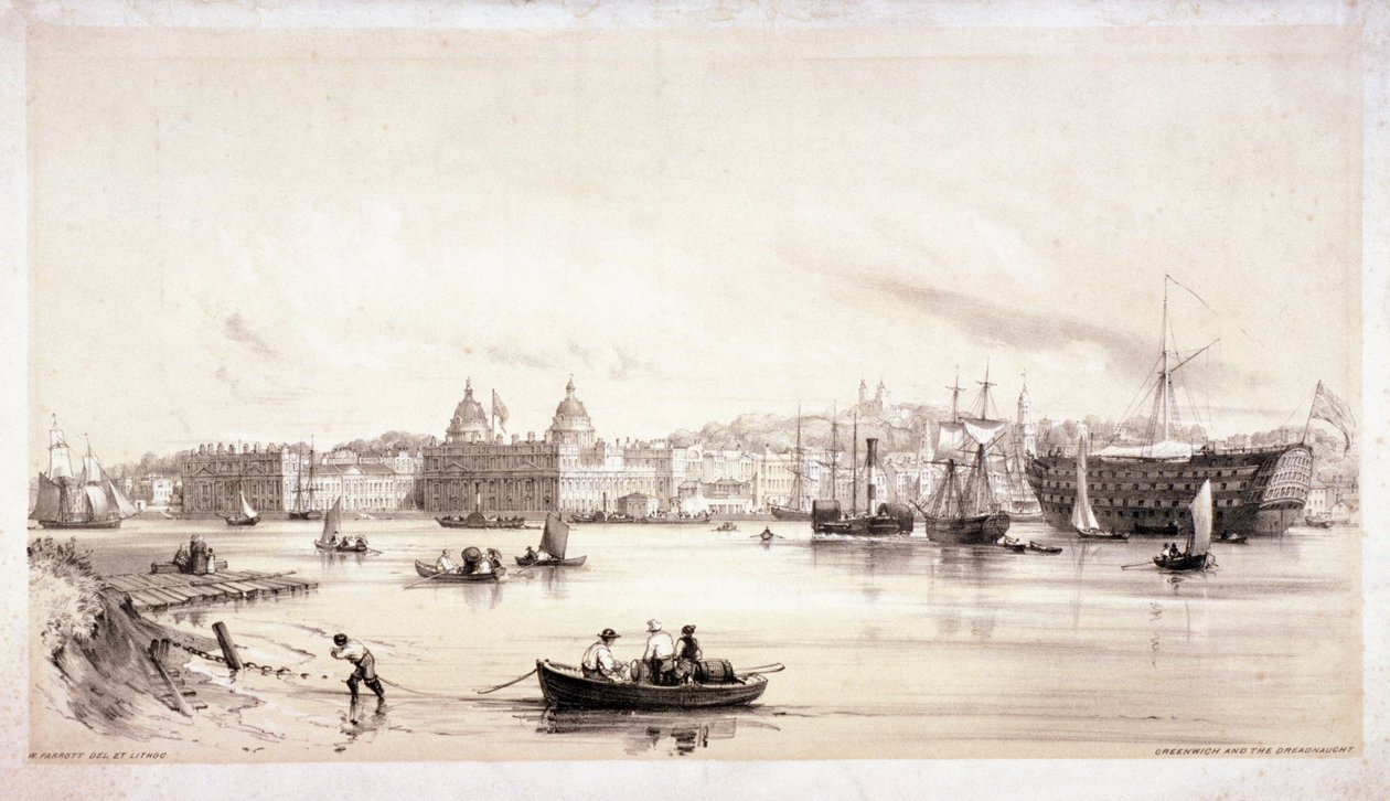View of Greenwich across the River Thames, London by William Parrott
