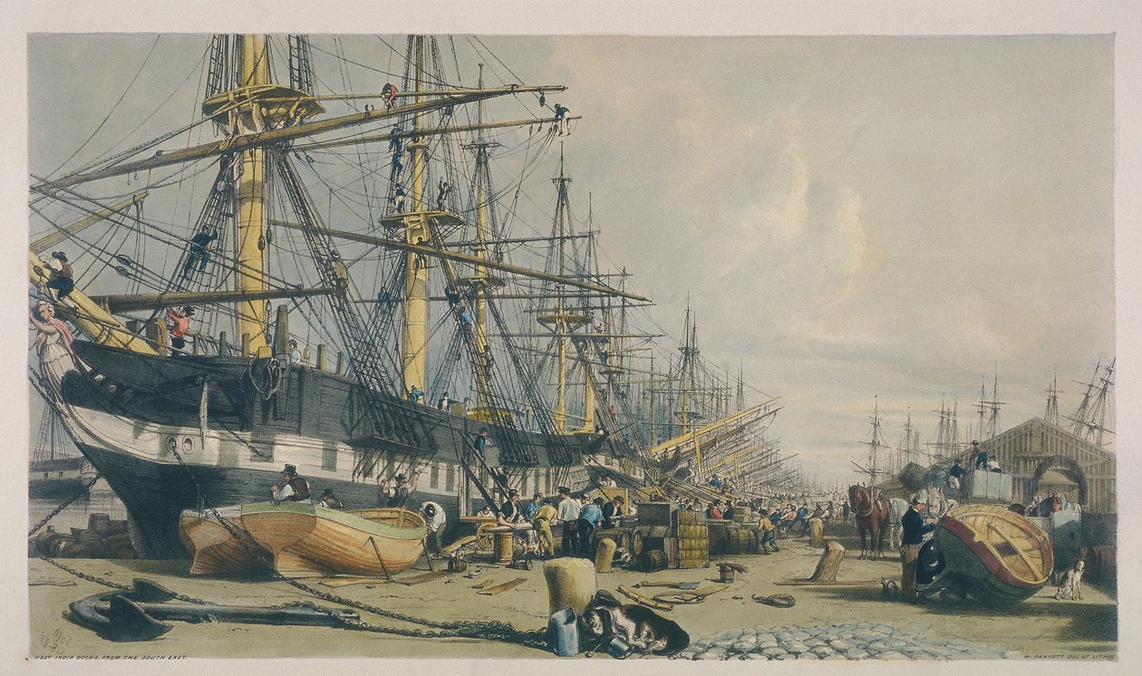 View of West India Docks from the South East by William Parrott
