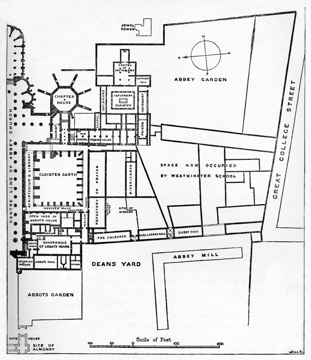 Plan of the Benedictine Abbey of Westminster by William Patten